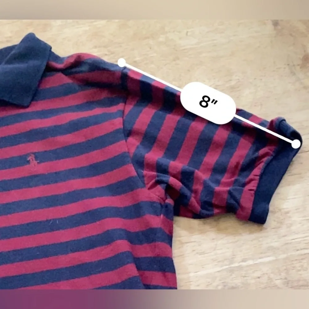 Vintage Polo by Ralph Lauren Boy’s Sz M‎ Navy/Maroon Stripe Short Sleeve Polo